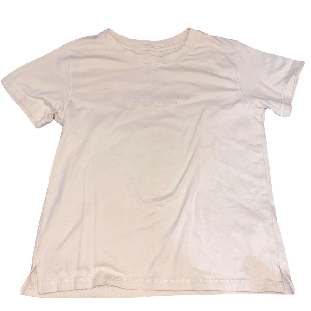ABERCROMBIE & FITCH LIGHT YELLOW AND WHITE LOGO TEE SHIRT // SIZE SMALL💛